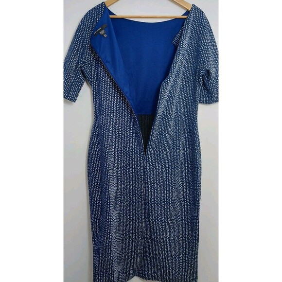 Maggie London Women's Size 14 Dress Midi Blue Half Sleeve Simple Elegant - Picture 7 of 12